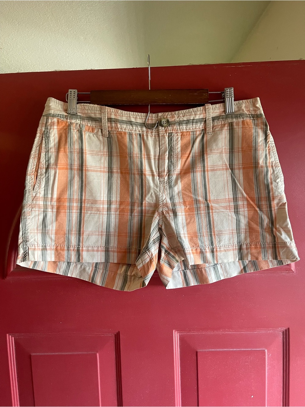Old Navy Orange and White Plaid Women's Shorts